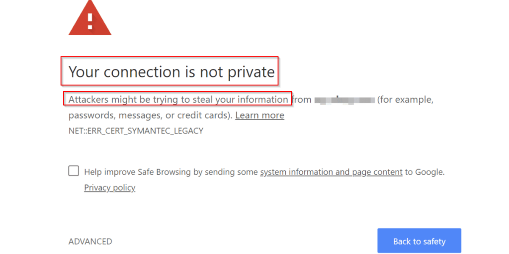 Unsecure site warning error due to no SSL