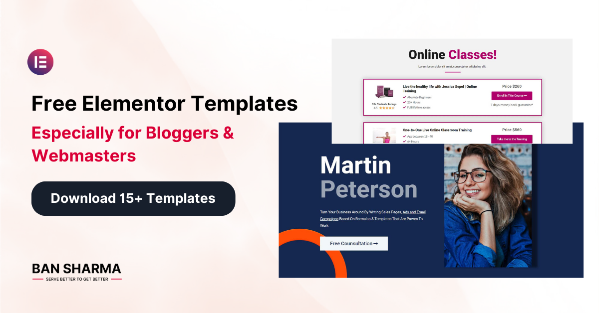 Free Elementor Templates – Designed by Ban Sharma